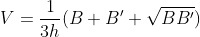 V = \frac{1}{3h}(B + B' +\sqrt{BB'})
